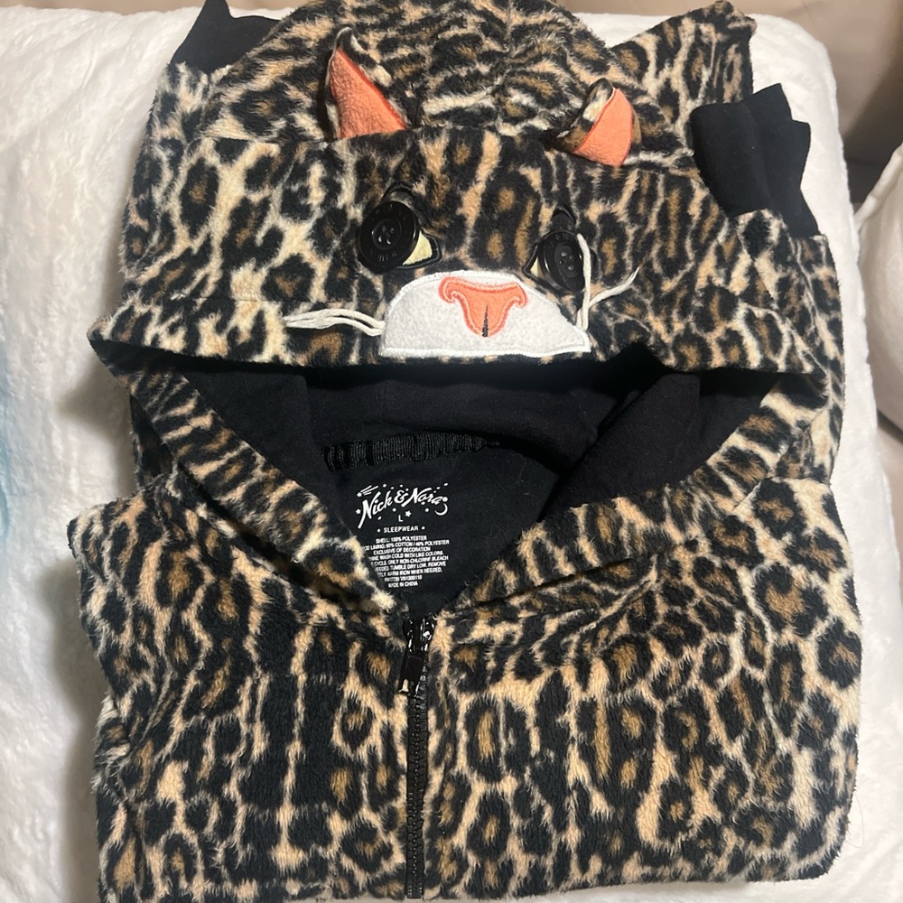 Nick & Nora Animal Print Hooded Onesie